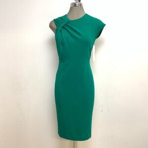 NEW Calvin Klein Elegant Faux Wrap Meadow Green Sheath Dress